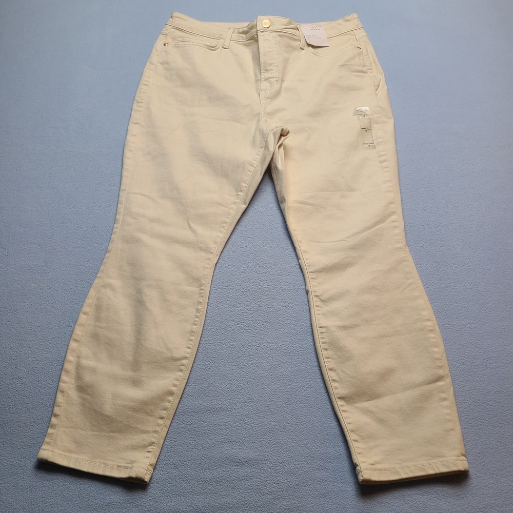 Lauren Conrad Skinny Ankle Pants Womens 18 Cream Excellent High Rise Stretch